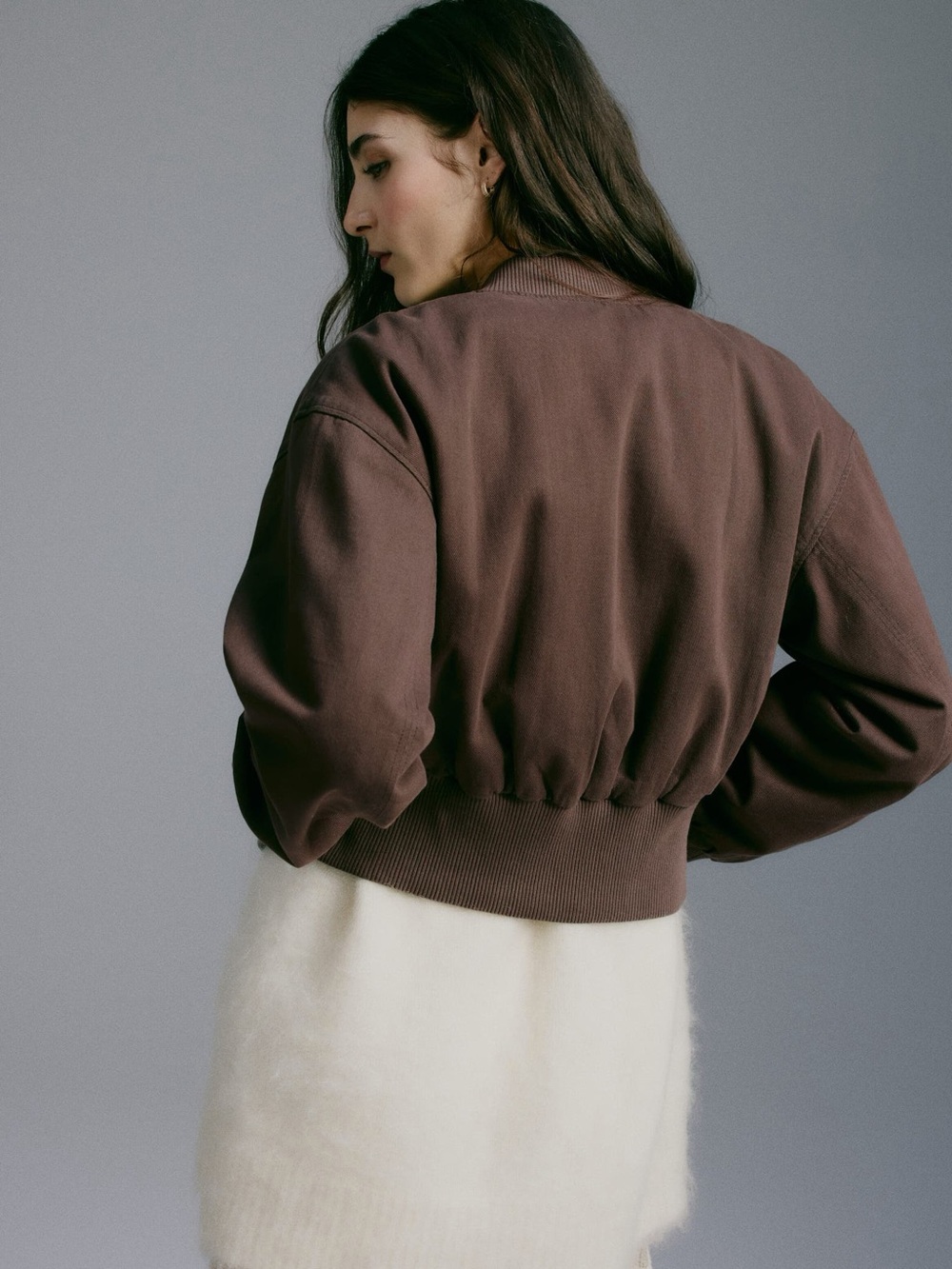 H&M Chocolate Brown Bomber Jacket - Picture 8 of 9